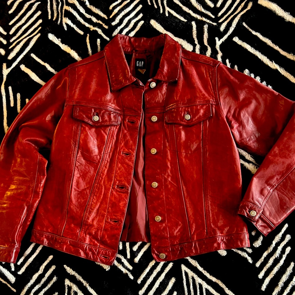 GAP Red Leather Jacket size L